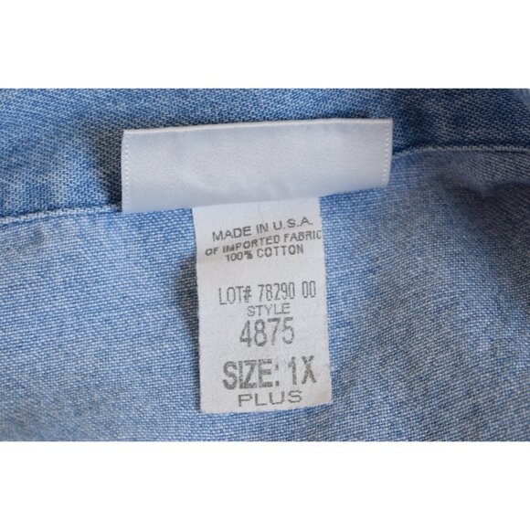 Vintage 80s  Embroidered‎ Blue Denim Shirt size 1X - Picture 8 of 10